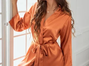 Bata Naranja Mayu «Team Bride» + pantuflas + bolso de seda