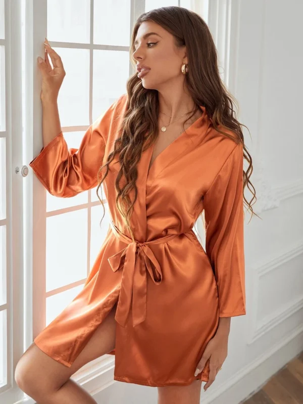 Bata Naranja Mayu «Team Bride» + pantuflas + bolso de seda
