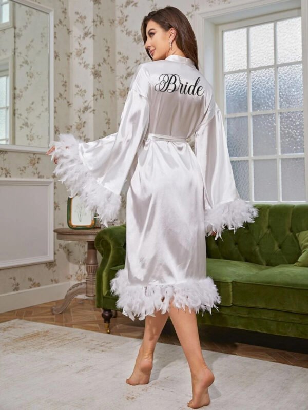 Bata Blanca Sonia «Bride» + pantuflas + bolso de empaque - Imagen 4
