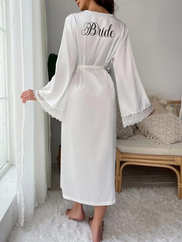 Bata Blanca Yami «Bride» + pantuflas + bolso de empaque - Imagen 4