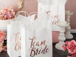 Bolsa Blanca individual TeamBride Letras Oro Rosa