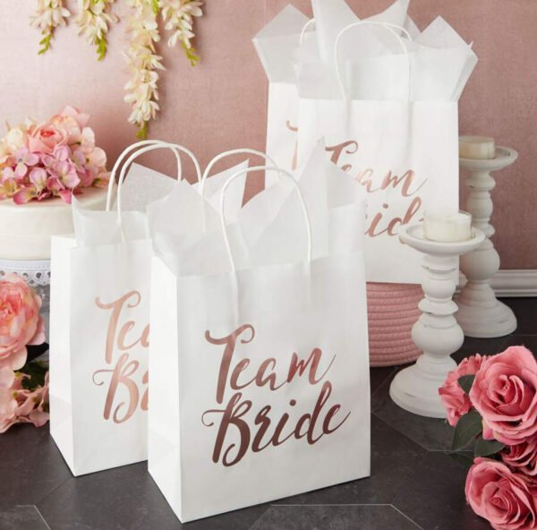 Bolsa Blanca individual TeamBride Letras Oro Rosa