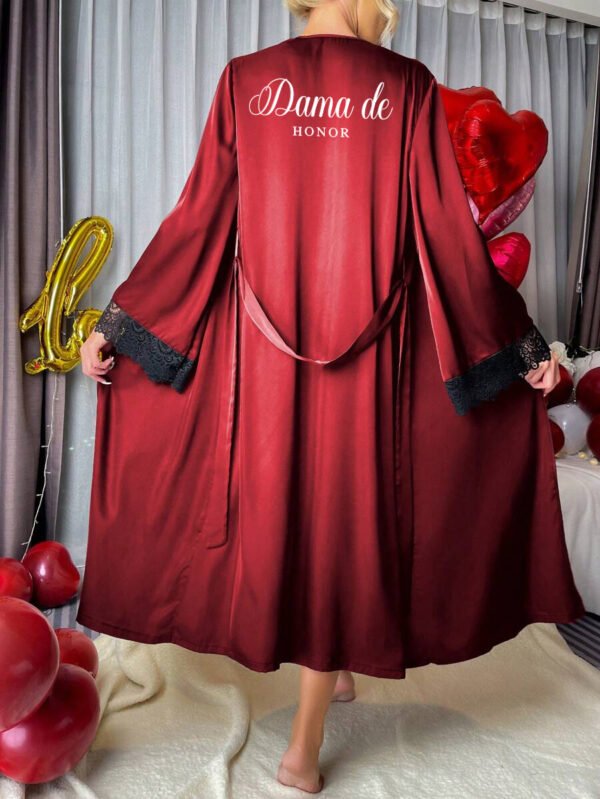 Bata Yami Vino «Team Bride» + pantuflas + bolso de seda - Imagen 4