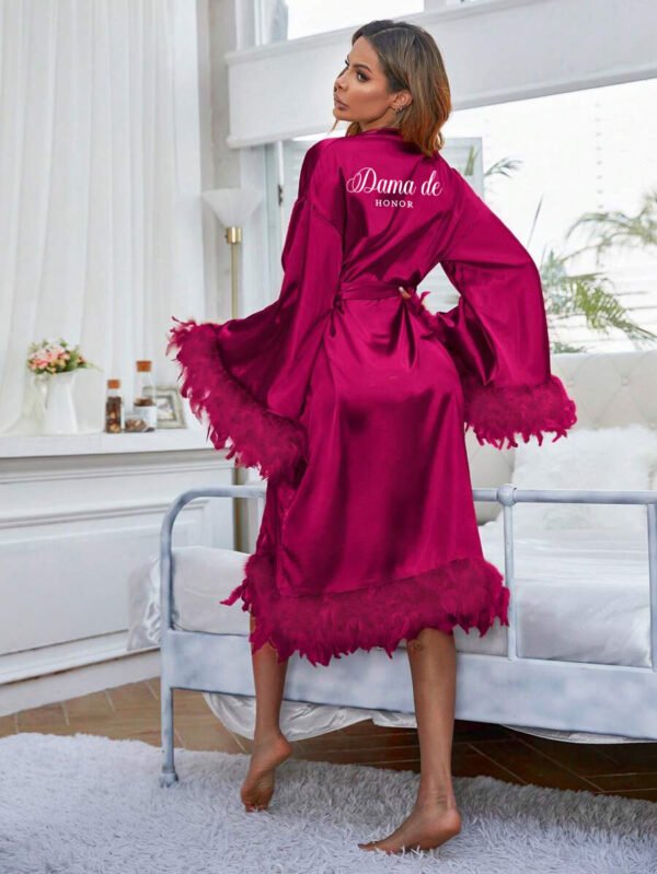 Bata Fucsia Sonia «Team Bride» + pantuflas + bolso de empaque - Imagen 4