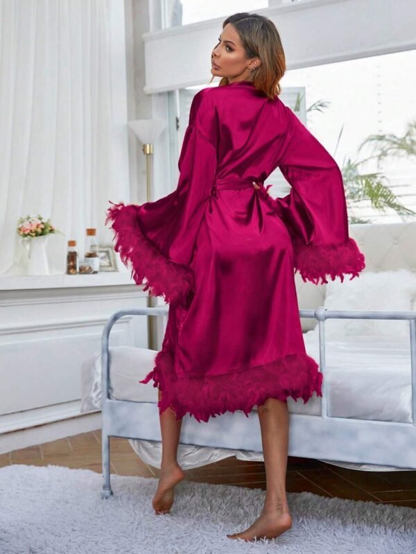 Bata Fucsia Sonia «Team Bride» + pantuflas + bolso de empaque - Imagen 2