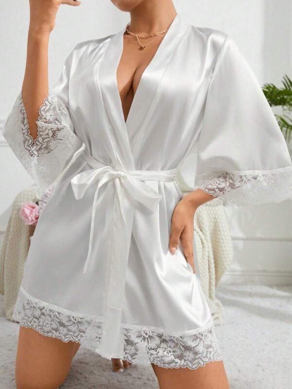 Bata Blanca Valerie «Bride» + pantuflas + bolso de seda - Imagen 3