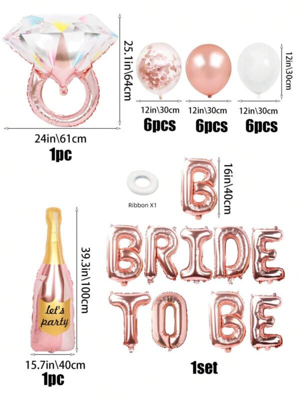 Set de Globos #1 BrideToBe Oro Rosa (anillo+botella) - Imagen 2
