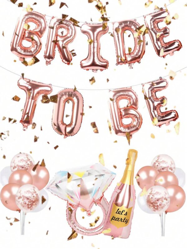 Set de Globos #1 BrideToBe Oro Rosa (anillo+botella)