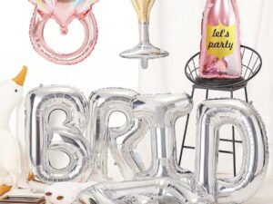 Set de 8 Piezas Globos Metálicos Plateados "BrideToBe"