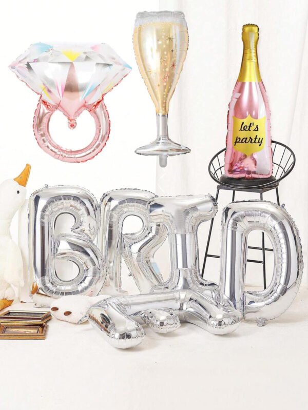 Set de 8 Piezas Globos Metálicos Plateados "BrideToBe"
