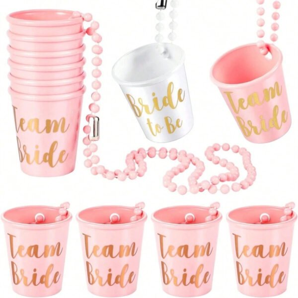 Vasos tipo COLLAR para Bride & TeamBride  (Rosado 12 personas)