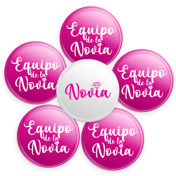 1 Broche para Novia & 5 Broches Equipo de la Novia 👰🏼‍♀️ 💍 🤍🩷