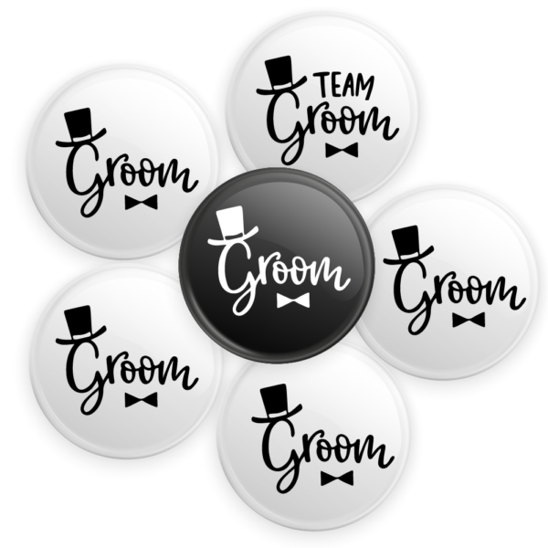 1 Broches para Groom y 5 TeamGroom (Sombrero)