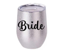 Vaso Térmico Coctelero Glitter Plateado «Bride» 12oz