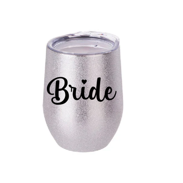 Vaso Térmico Coctelero Glitter Plateado «Bride» 12oz