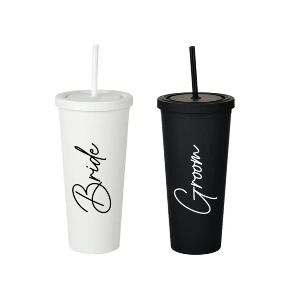 Vaso Skinny Blanco «Bride & Groom» 24oz