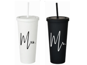Vaso Skinny Blanco «Mrs. & Mr.» 24oz