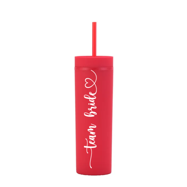 Botella Skinny Rojo «Team Bride» 16oz