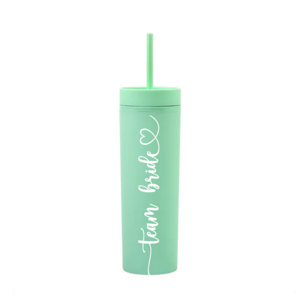 Botella Skinny Verde Claro «Team Bride» 16oz