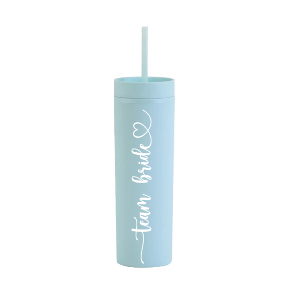 Botella Skinny Celeste «Team Bride» 16oz