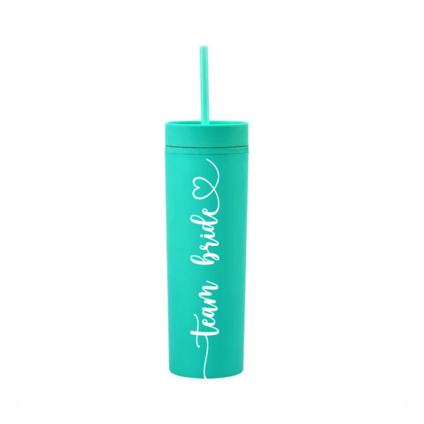 Botella Skinny Turquesa «Team Bride» 16oz
