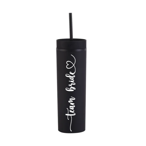 Botella Skinny Negro «Team Bride» 16oz