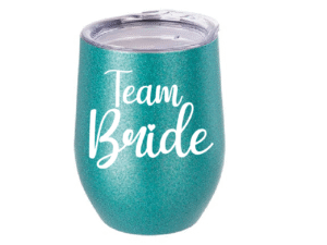 Vaso Térmico Coctelero Glitter Turquesa «Team Bride» 12oz