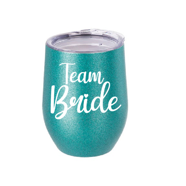 Vaso Térmico Coctelero Glitter Turquesa «Team Bride» 12oz