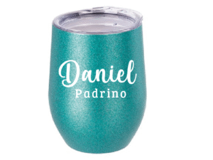 Vaso Térmico Coctelero Glitter Turquesa «Padrino»
