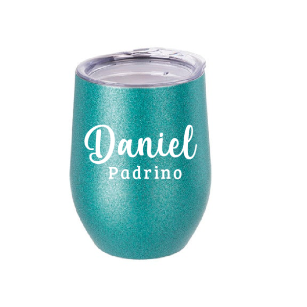 Vaso Térmico Coctelero Glitter Turquesa «Padrino»