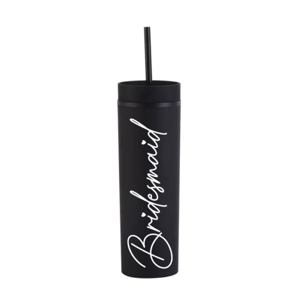 Botella Skinny Negro «Bridesmaid» 16oz