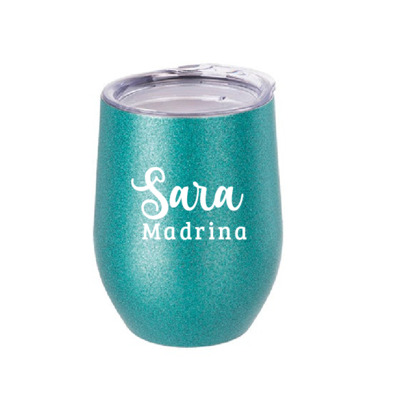 Vaso Térmico Coctelero Glitter Turquesa «Madrina»