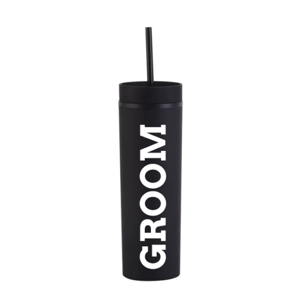 Botella Skinny Negro «Groom» 16oz