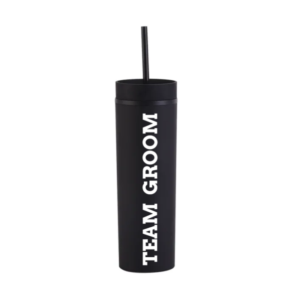 Botella Skinny Negro «Team Groom» 16oz