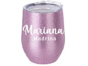 Vaso Térmico Coctelero Glitter Oro Rosa «Madrina» 12oz