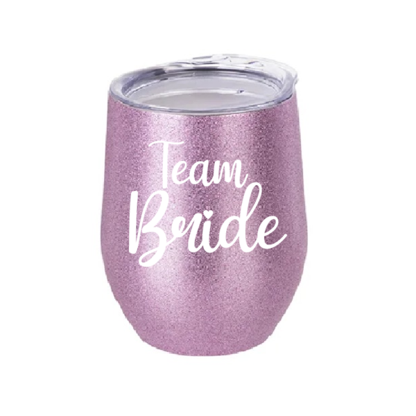 Vaso Térmico Coctelero Glitter Oro Rosa «Team Bride» 12oz