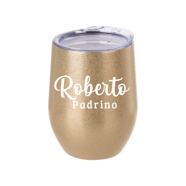 Vaso Térmico Coctelero Glitter Dorado «Padrino»