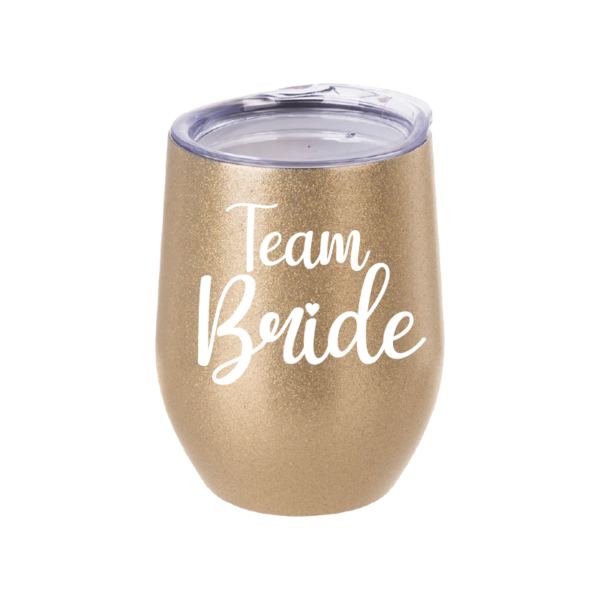 Vaso Térmico Coctelero Glitter Dorado «Team Bride» 12oz