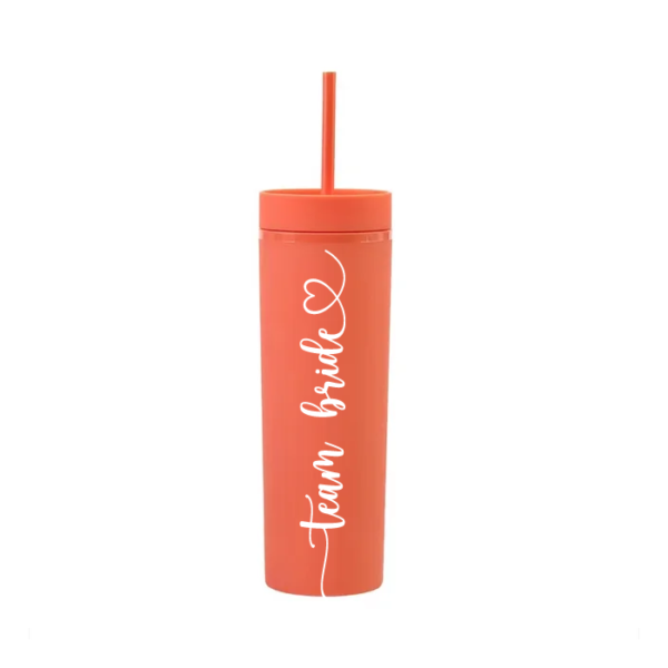 Botella Skinny Naranja «Team Bride» 16oz