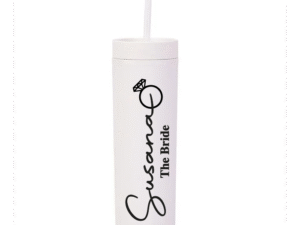 Botella Skinny Blanco «Bride Letra Negra» 16oz