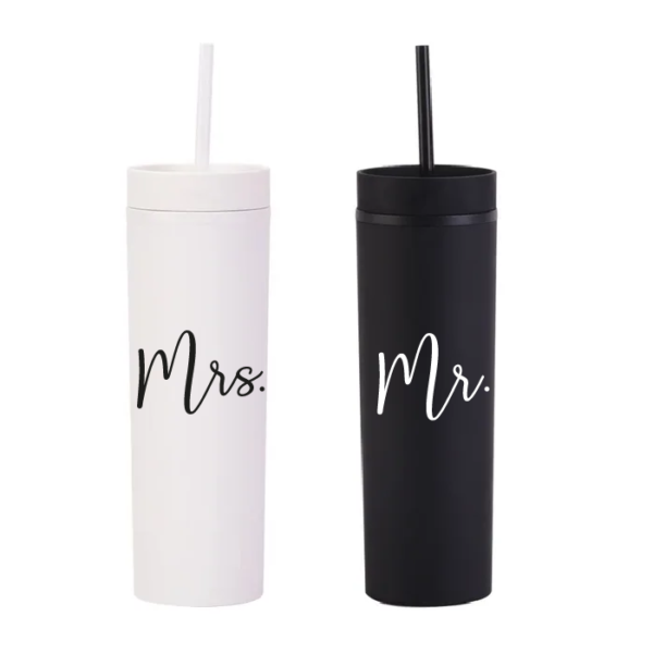 Botella Skinny Blanco «Mr. & Mrs. » DTF