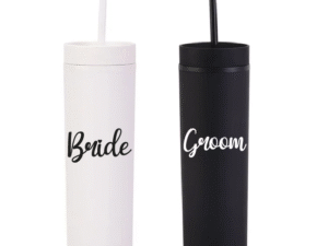 Botella Skinny Blanco «Bride & Groom» DTF 16oz