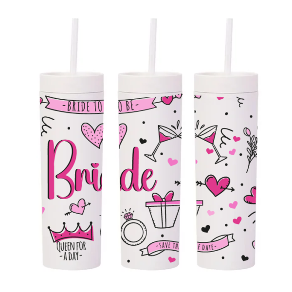 Botella Skinny «Bride Fucsia» 360° DTF