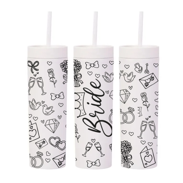 Botella Skinny «Bride Negro» 360° DTF