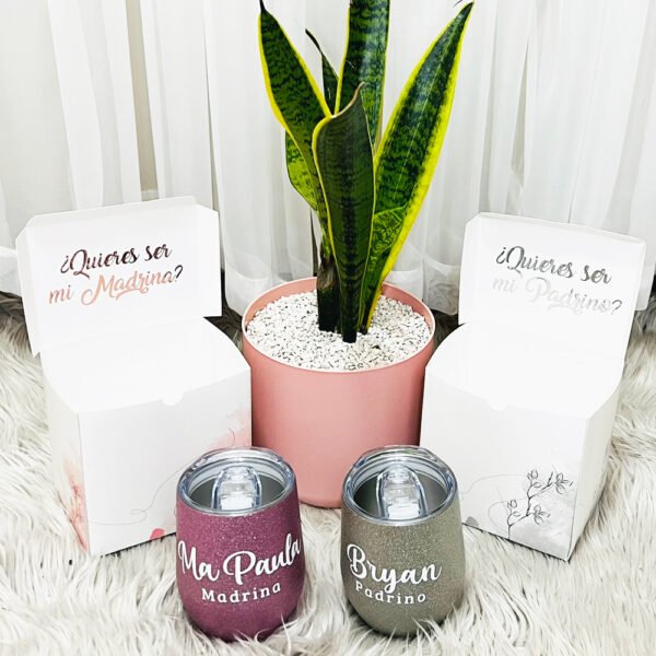 Combo para Padrinos (vaso coctelero + caja personalizada)