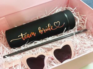 Combo #2: Team Bride Lentes + vaso skinny + Caja pasta dura personalizada