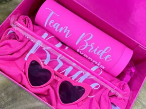 Combo #1: Team Bride Botella Skinny + Lentes + Traje de Baño + Caja pasta dura personalizada