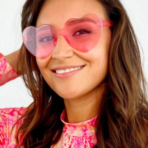 Lentes de corazón rosados transparentes - Imagen 2