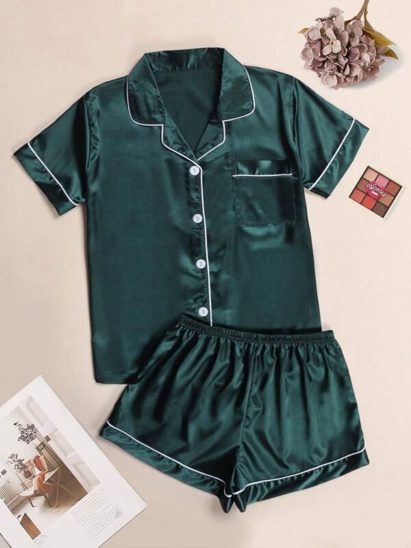 Pijama Verde Oscuro Monse «Team Bride» + pantuflas