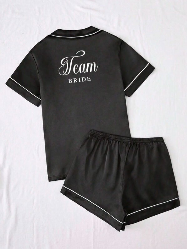 Pijama Negra Monse «Team Bride» + pantuflas - Imagen 4